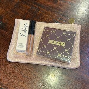Lorac Gold Satin Eye Shadow Palette - 4 colors + Extras Shades by Shan Lip Gloss